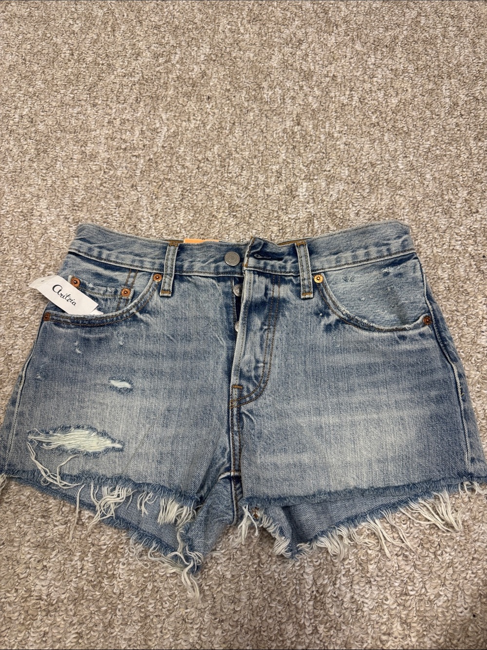 Levi's Light Blue Distressed Denim Cutoff Shorts